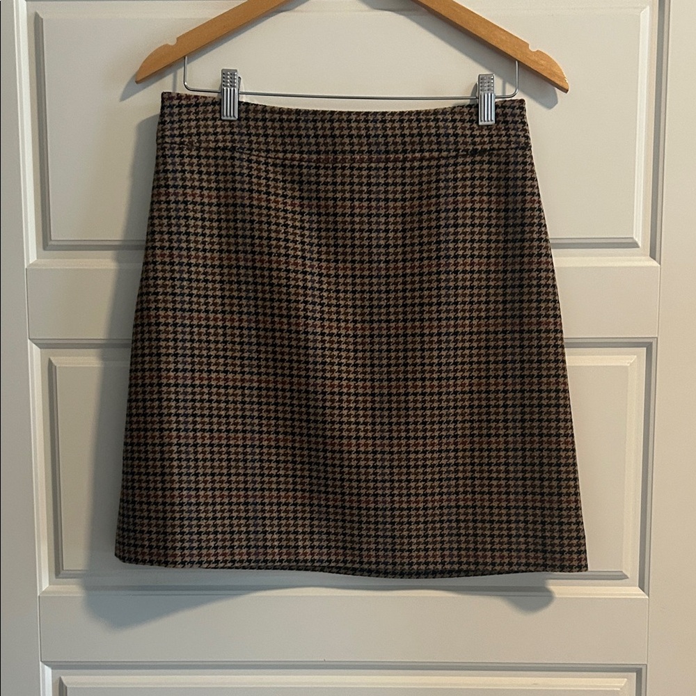 J. Crew A-Line Houndstooth Skirt - Black and Brown
